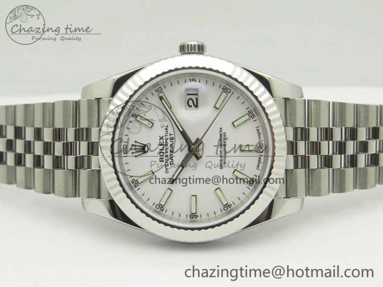 DateJust 41 126334 SS REF 1:1 Best Edition White Dial Stick Markers on Jubilee Bracelet A3235 Clone V2