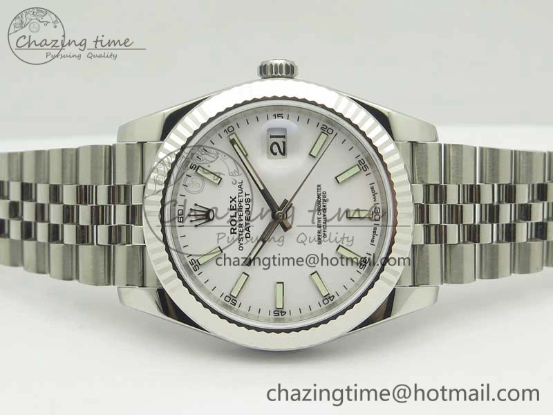 DateJust 41 126334 SS REF 1:1 Best Edition White Dial Stick Markers on Jubilee Bracelet A3235 Clone V2