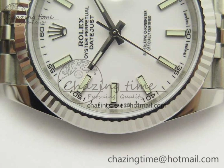 DateJust 41 126334 SS REF 1:1 Best Edition White Dial Stick Markers on Jubilee Bracelet A3235 Clone V2