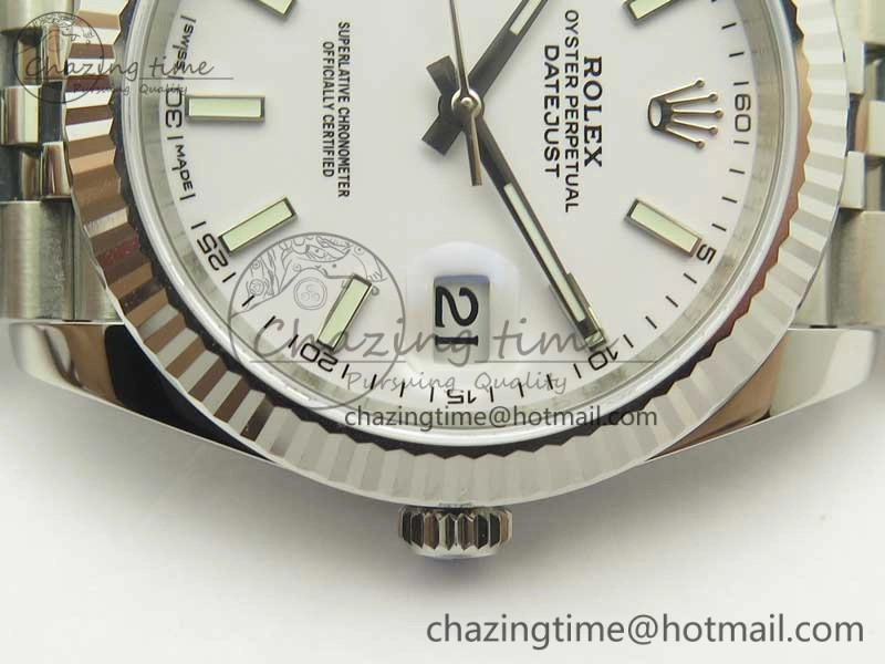 DateJust 41 126334 SS REF 1:1 Best Edition White Dial Stick Markers on Jubilee Bracelet A3235 Clone V2