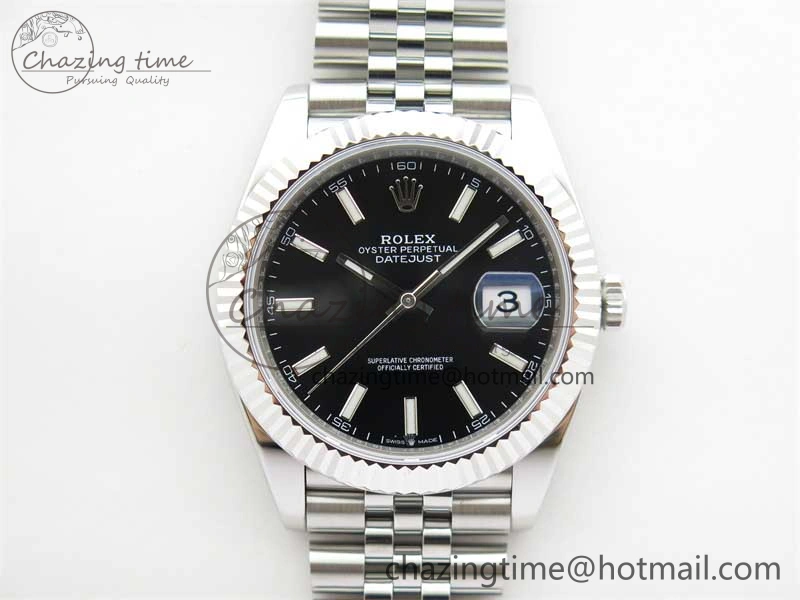 DateJust 41 126334 ZF 1:1 Best Edition 904L Steel Black Dial Stick Marker on Jubilee Bracelet A2824