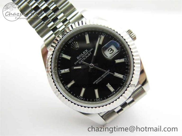 DateJust 41 126334 ZF 1:1 Best Edition 904L Steel Black Dial Stick Marker on Jubilee Bracelet A2824