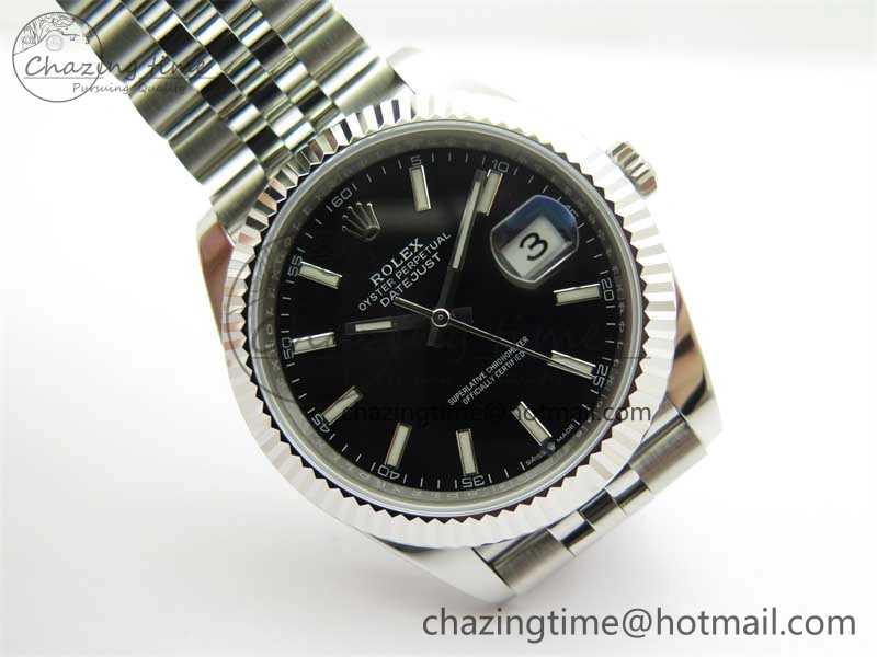 DateJust 41 126334 ZF 1:1 Best Edition 904L Steel Black Dial Stick Marker on Jubilee Bracelet A2824
