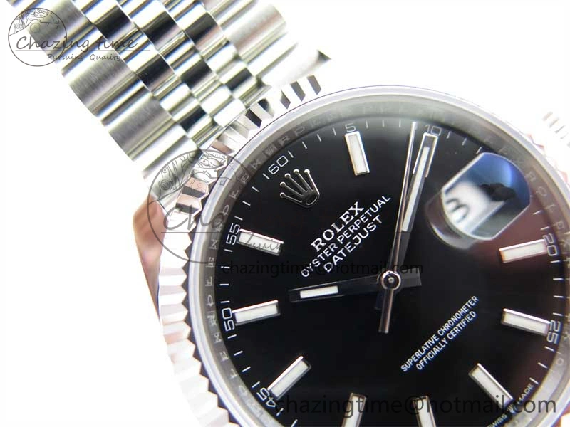 DateJust 41 126334 ZF 1:1 Best Edition 904L Steel Black Dial Stick Marker on Jubilee Bracelet A2824