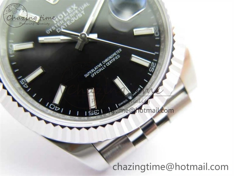 DateJust 41 126334 ZF 1:1 Best Edition 904L Steel Black Dial Stick Marker on Jubilee Bracelet A2824