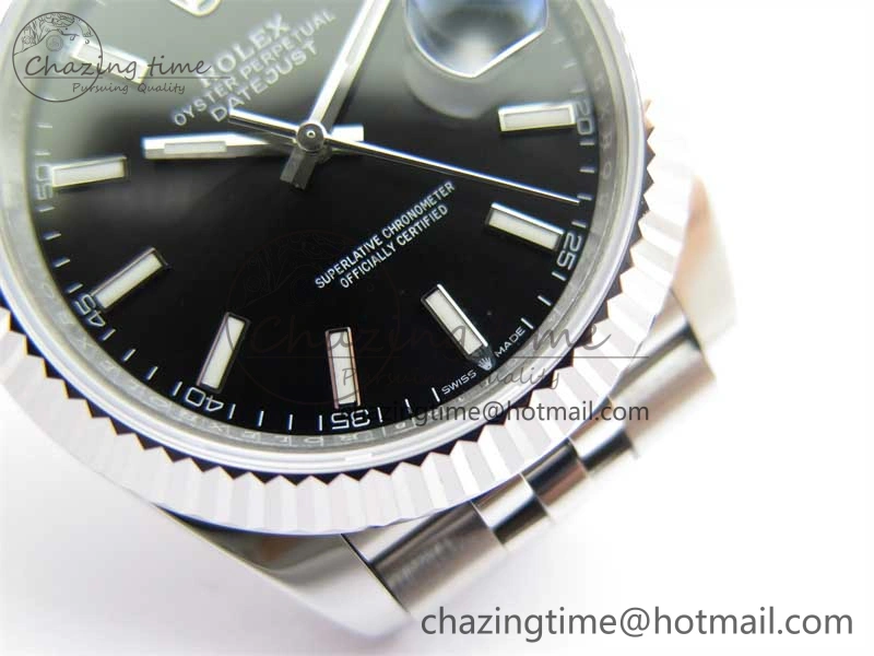 DateJust 41 126334 ZF 1:1 Best Edition 904L Steel Black Dial Stick Marker on Jubilee Bracelet A2824