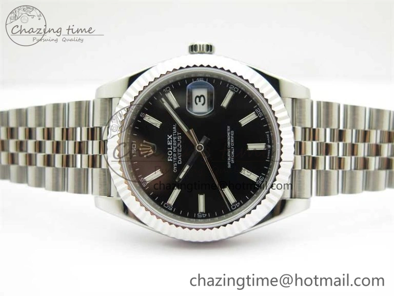 DateJust 41 126334 ZF 1:1 Best Edition 904L Steel Black Dial Stick Marker on Jubilee Bracelet A2824