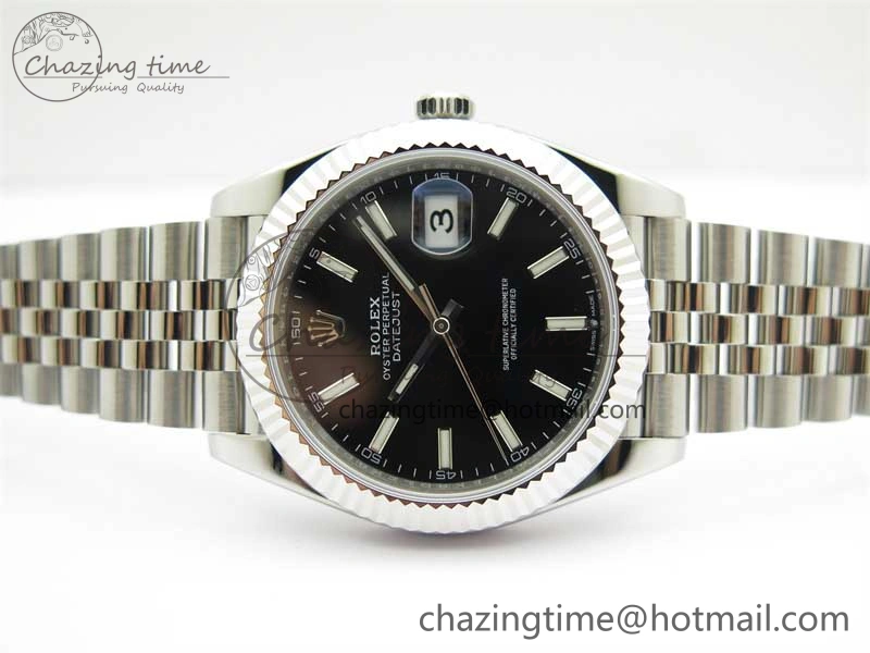 DateJust 41 126334 ZF 1:1 Best Edition 904L Steel Black Dial Stick Marker on Jubilee Bracelet A2824