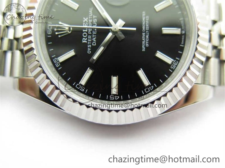 DateJust 41 126334 ZF 1:1 Best Edition 904L Steel Black Dial Stick Marker on Jubilee Bracelet A2824