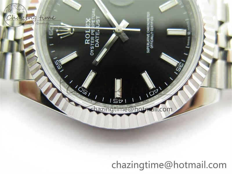 DateJust 41 126334 ZF 1:1 Best Edition 904L Steel Black Dial Stick Marker on Jubilee Bracelet A2824
