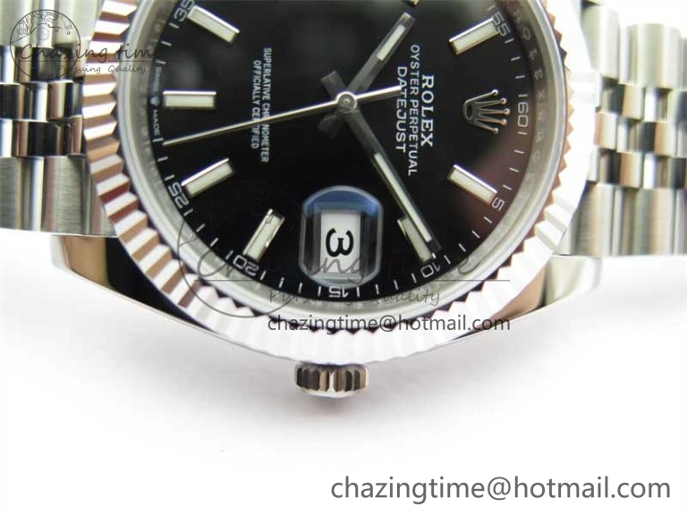 DateJust 41 126334 ZF 1:1 Best Edition 904L Steel Black Dial Stick Marker on Jubilee Bracelet A2824
