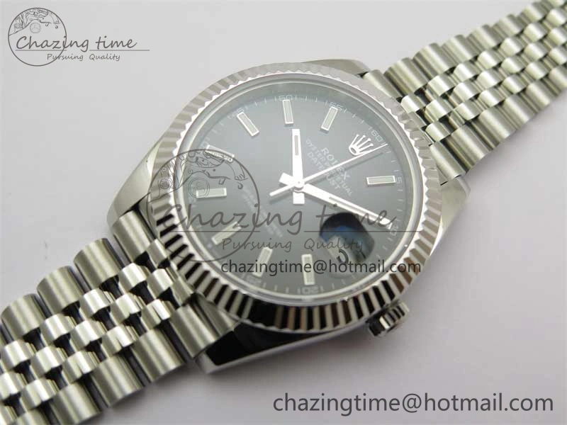 DateJust 41 126334 ZF 1:1 Best Edition 904L Steel Black Dial Stick Marker on Jubilee Bracelet A2824