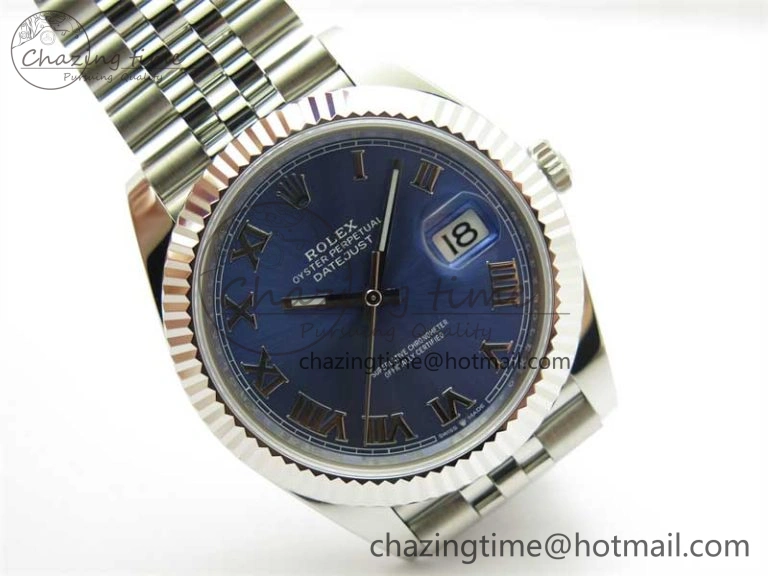 DateJust 41 126334 ZF 1:1 Best Edition 904L Steel Blue Dial Roman Marker on Jubilee Bracelet A2824