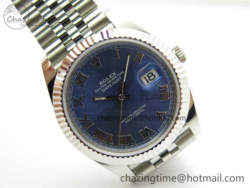 DateJust 41 126334 ZF 1:1 Best Edition 904L Steel Blue Dial Roman Marker on Jubilee Bracelet A2824