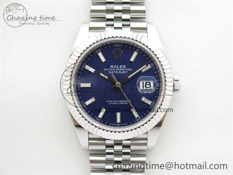 DateJust 41 126334 ZF 1:1 Best Edition 904L Steel Blue Dial Stick Marker on Jubilee Bracelet A2824