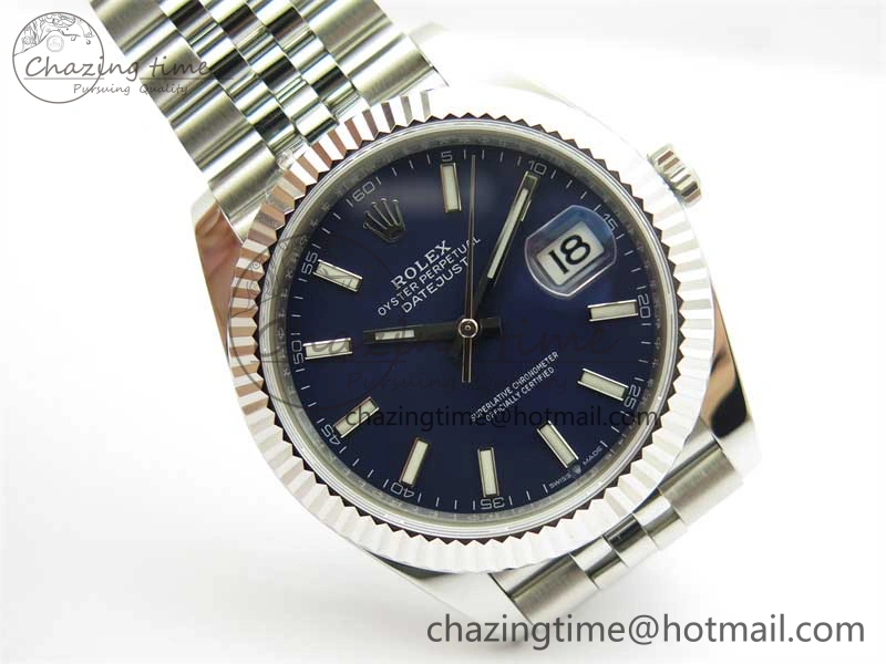 DateJust 41 126334 ZF 1:1 Best Edition 904L Steel Blue Dial Stick Marker on Jubilee Bracelet A2824