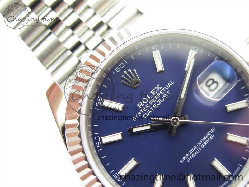 DateJust 41 126334 ZF 1:1 Best Edition 904L Steel Blue Dial Stick Marker on Jubilee Bracelet A2824