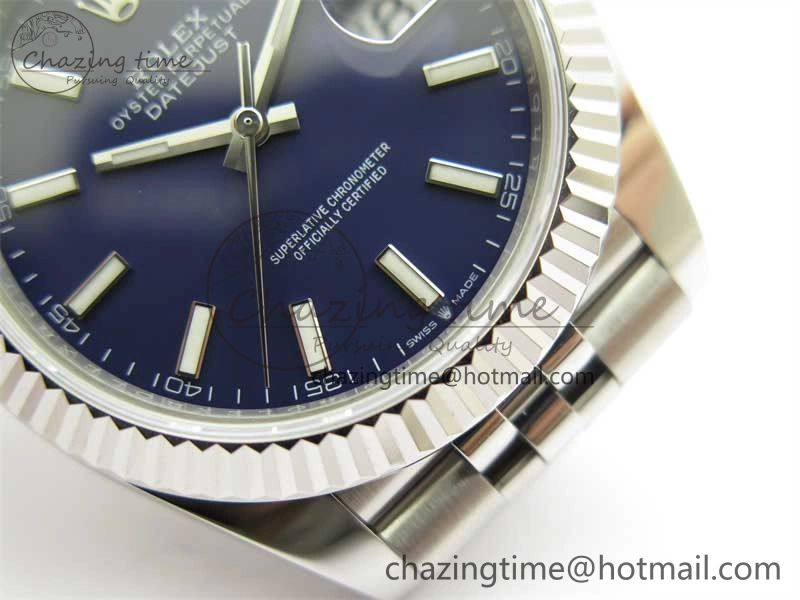 DateJust 41 126334 ZF 1:1 Best Edition 904L Steel Blue Dial Stick Marker on Jubilee Bracelet A2824