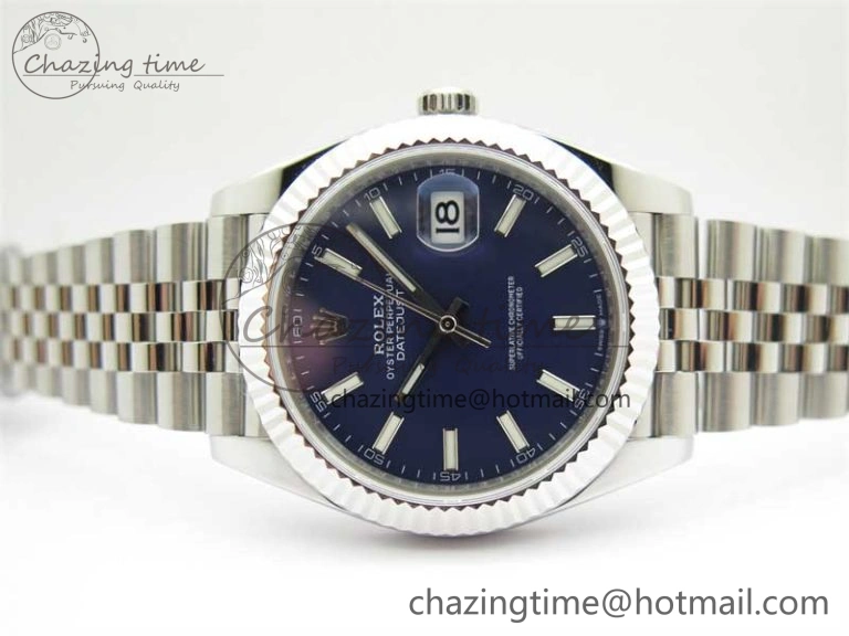 DateJust 41 126334 ZF 1:1 Best Edition 904L Steel Blue Dial Stick Marker on Jubilee Bracelet A2824