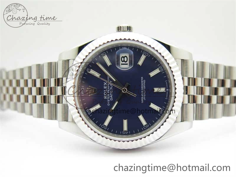 DateJust 41 126334 ZF 1:1 Best Edition 904L Steel Blue Dial Stick Marker on Jubilee Bracelet A2824