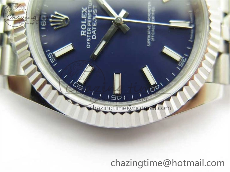 DateJust 41 126334 ZF 1:1 Best Edition 904L Steel Blue Dial Stick Marker on Jubilee Bracelet A2824