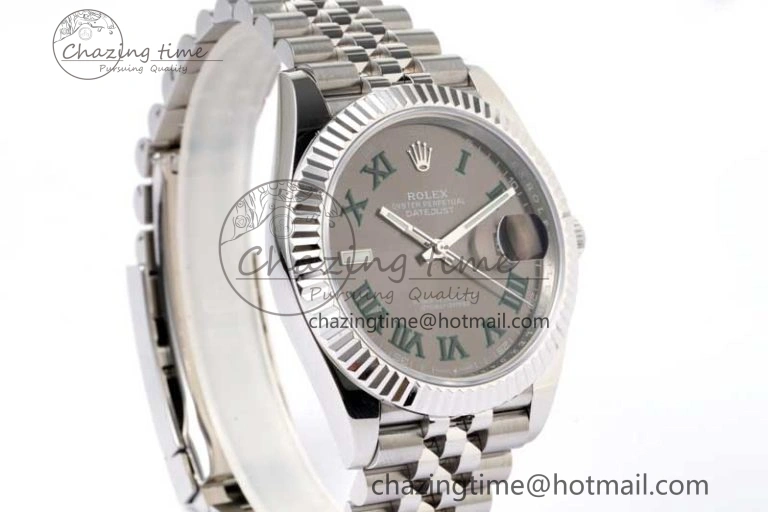 DateJust 41 126334 ZF 1:1 Best Edition 904L Steel Gray Dial Green Roman Marker on Jubilee Bracelet A2824