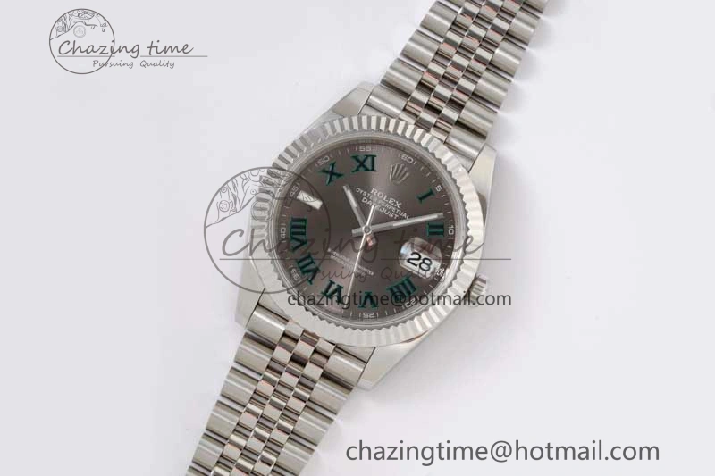 DateJust 41 126334 ZF 1:1 Best Edition 904L Steel Gray Dial Green Roman Marker on Jubilee Bracelet A2824