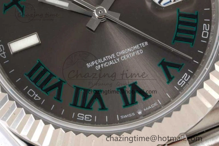 DateJust 41 126334 ZF 1:1 Best Edition 904L Steel Gray Dial Green Roman Marker on Jubilee Bracelet A2824