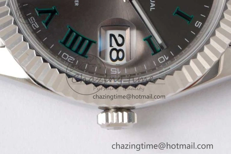 DateJust 41 126334 ZF 1:1 Best Edition 904L Steel Gray Dial Green Roman Marker on Jubilee Bracelet A2824
