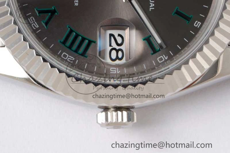 DateJust 41 126334 ZF 1:1 Best Edition 904L Steel Gray Dial Green Roman Marker on Jubilee Bracelet A2824