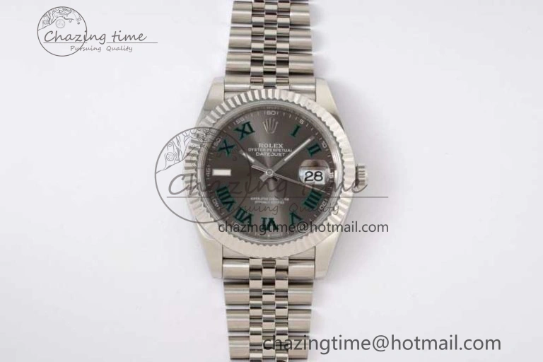 DateJust 41 126334 ZF 1:1 Best Edition 904L Steel Gray Dial Green Roman Marker on Jubilee Bracelet A2824