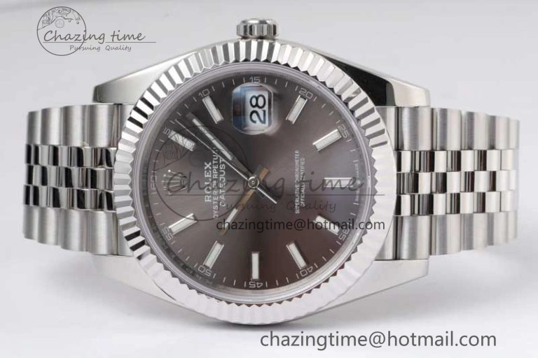 DateJust 41 126334 ZF 1:1 Best Edition 904L Steel Gray Dial Stick Marker on Jubilee Bracelet A2824