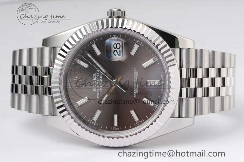 DateJust 41 126334 ZF 1:1 Best Edition 904L Steel Gray Dial Stick Marker on Jubilee Bracelet A2824