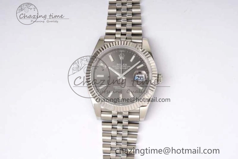 DateJust 41 126334 ZF 1:1 Best Edition 904L Steel Gray Dial Stick Marker on Jubilee Bracelet A2824