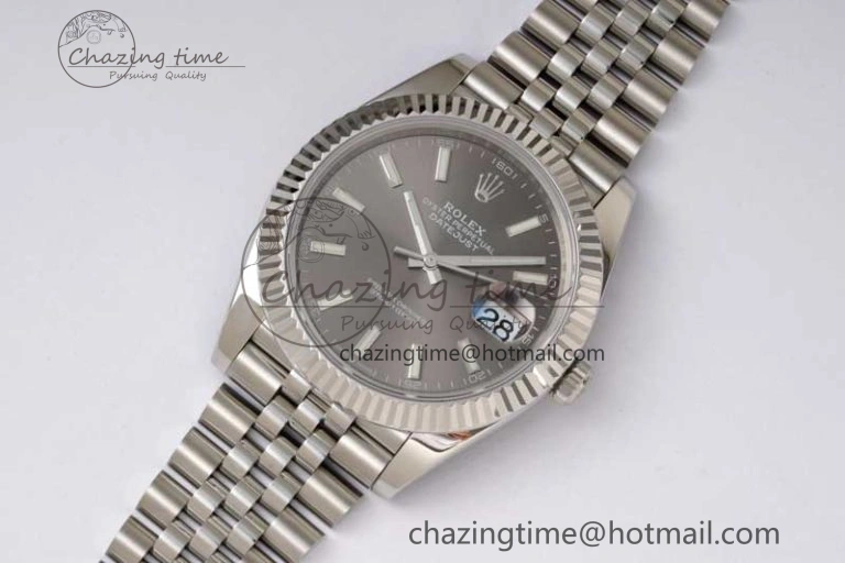 DateJust 41 126334 ZF 1:1 Best Edition 904L Steel Gray Dial Stick Marker on Jubilee Bracelet A2824