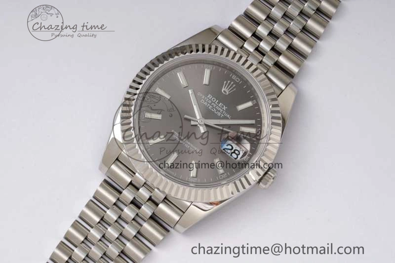 DateJust 41 126334 ZF 1:1 Best Edition 904L Steel Gray Dial Stick Marker on Jubilee Bracelet A2824