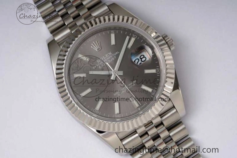 DateJust 41 126334 ZF 1:1 Best Edition 904L Steel Gray Dial Stick Marker on Jubilee Bracelet A2824