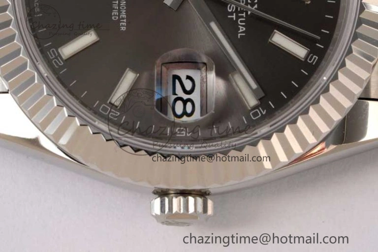 DateJust 41 126334 ZF 1:1 Best Edition 904L Steel Gray Dial Stick Marker on Jubilee Bracelet A2824