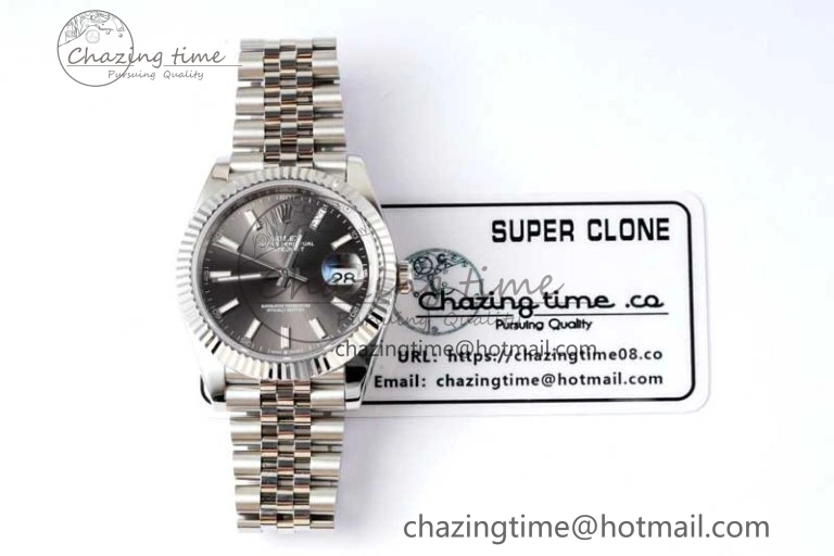 DateJust 41 126334 ZF 1:1 Best Edition 904L Steel Gray Dial Stick Marker on Jubilee Bracelet A2824