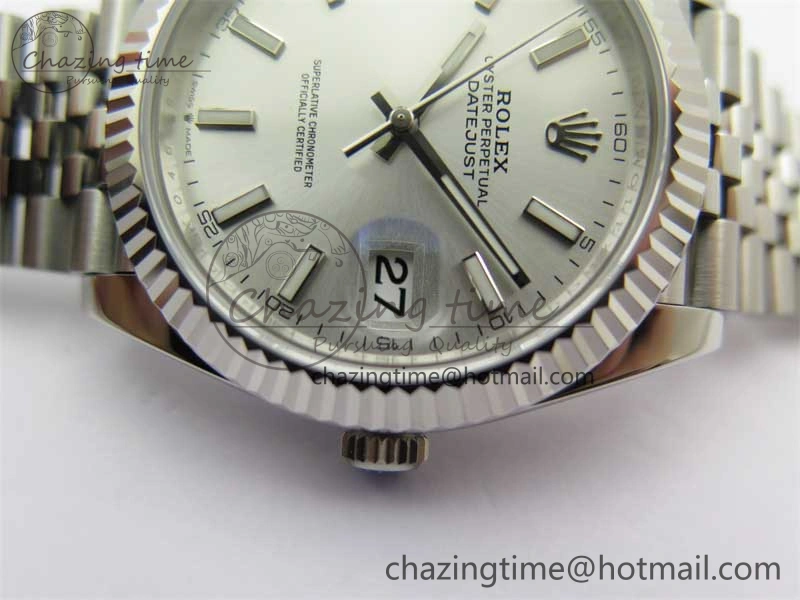 DateJust 41 126334 ZF 1:1 Best Edition 904L Steel Silver Dial Stick Marker on Jubilee Bracelet A2824