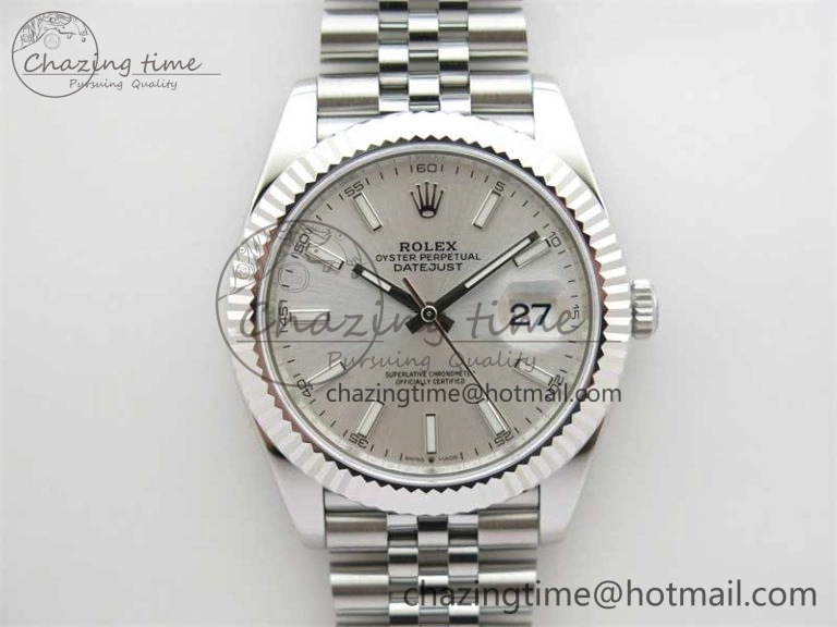 DateJust 41 126334 ZF 1:1 Best Edition 904L Steel Silver Dial Stick Marker on Jubilee Bracelet A2824