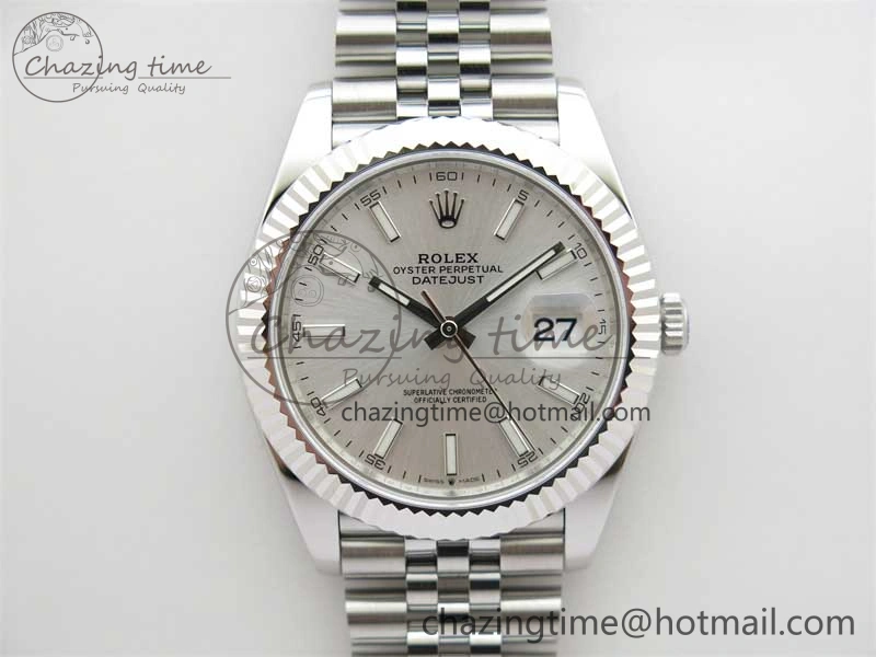 DateJust 41 126334 ZF 1:1 Best Edition 904L Steel Silver Dial Stick Marker on Jubilee Bracelet A2824