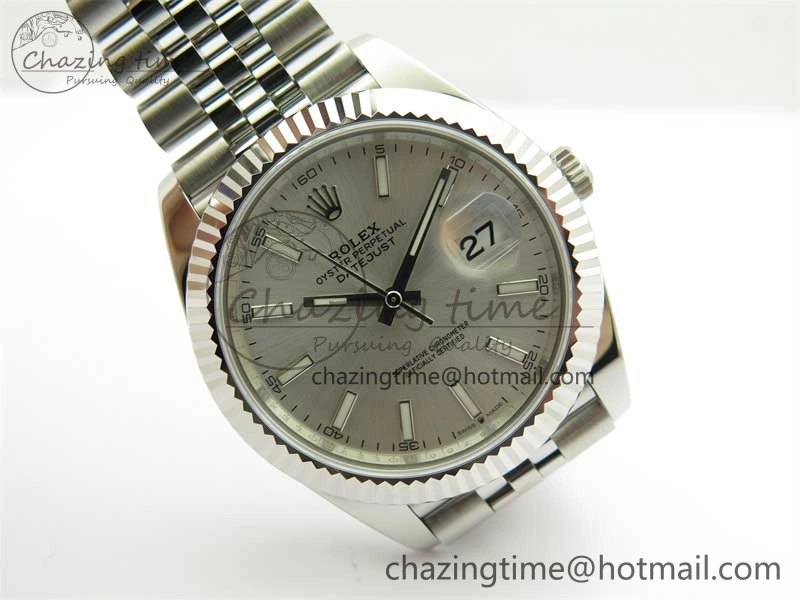 DateJust 41 126334 ZF 1:1 Best Edition 904L Steel Silver Dial Stick Marker on Jubilee Bracelet A2824