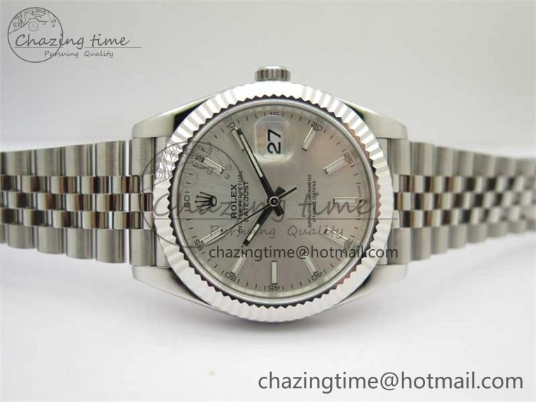 DateJust 41 126334 ZF 1:1 Best Edition 904L Steel Silver Dial Stick Marker on Jubilee Bracelet A2824