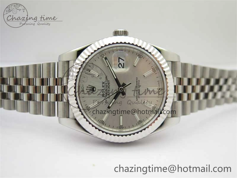 DateJust 41 126334 ZF 1:1 Best Edition 904L Steel Silver Dial Stick Marker on Jubilee Bracelet A2824