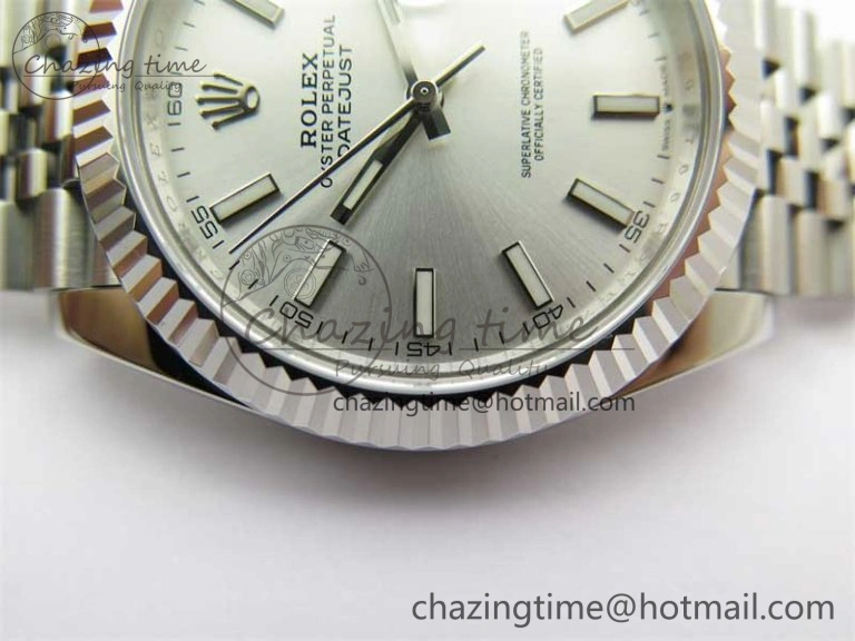 DateJust 41 126334 ZF 1:1 Best Edition 904L Steel Silver Dial Stick Marker on Jubilee Bracelet A2824