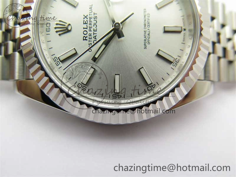 DateJust 41 126334 ZF 1:1 Best Edition 904L Steel Silver Dial Stick Marker on Jubilee Bracelet A2824