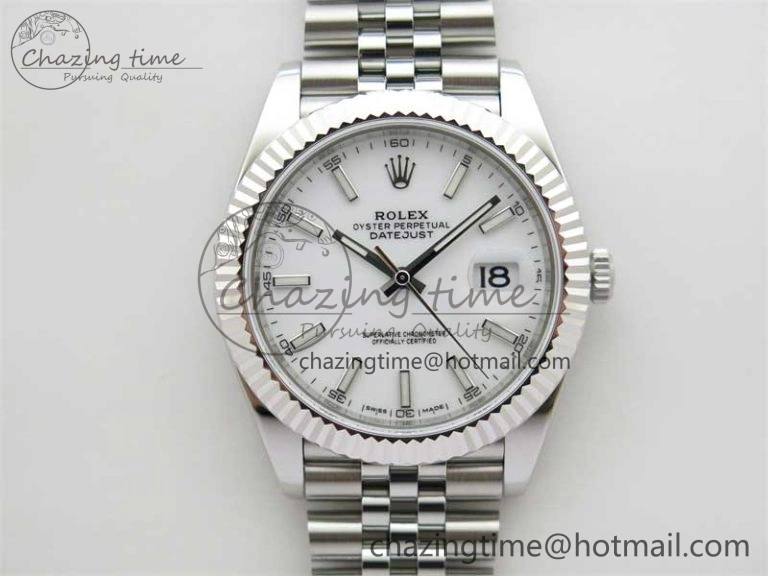 DateJust 41 126334 ZF 1:1 Best Edition 904L Steel White Dial Stick Marker on Jubilee Bracelet A2824