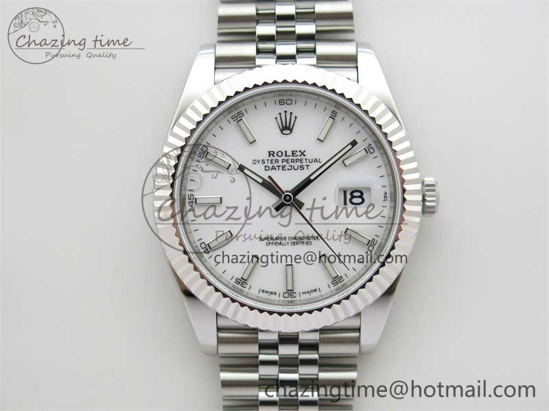 DateJust 41 126334 ZF 1:1 Best Edition 904L Steel White Dial Stick Marker on Jubilee Bracelet A2824