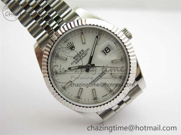 DateJust 41 126334 ZF 1:1 Best Edition 904L Steel White Dial Stick Marker on Jubilee Bracelet A2824